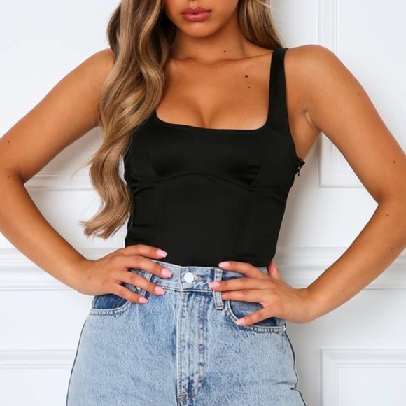 White Fox Boutique Tops - New White Fox Boutique First Class Black Bodysuit